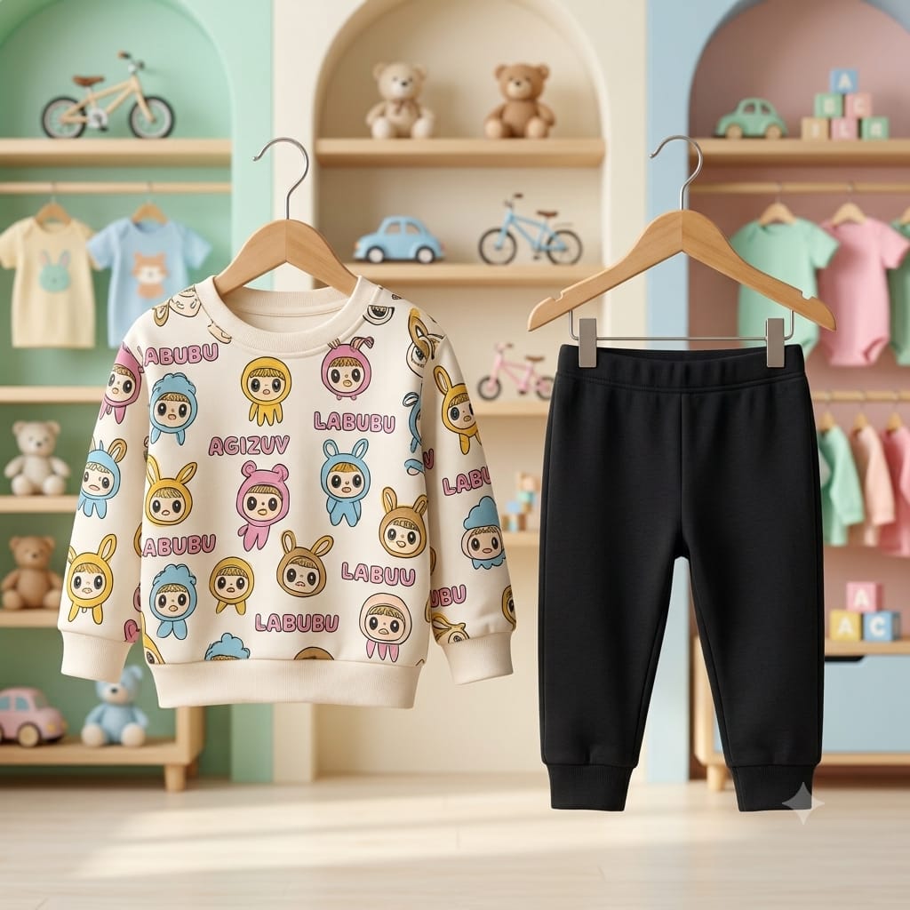 Trendy 2-Piece Printed Cotton-Rich Winter Suit for Kids