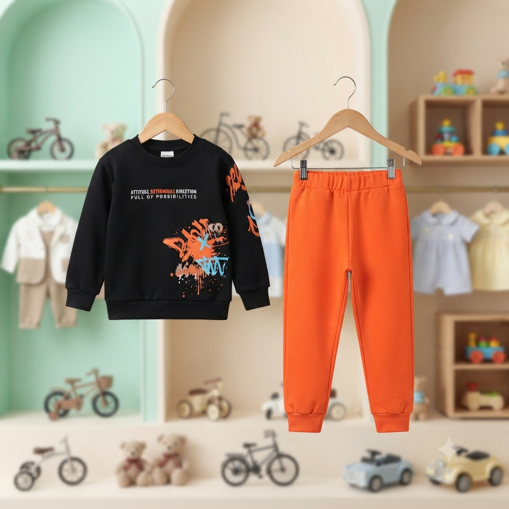 Trendy 2-Piece Printed Cotton-Rich Winter Suit for Kids