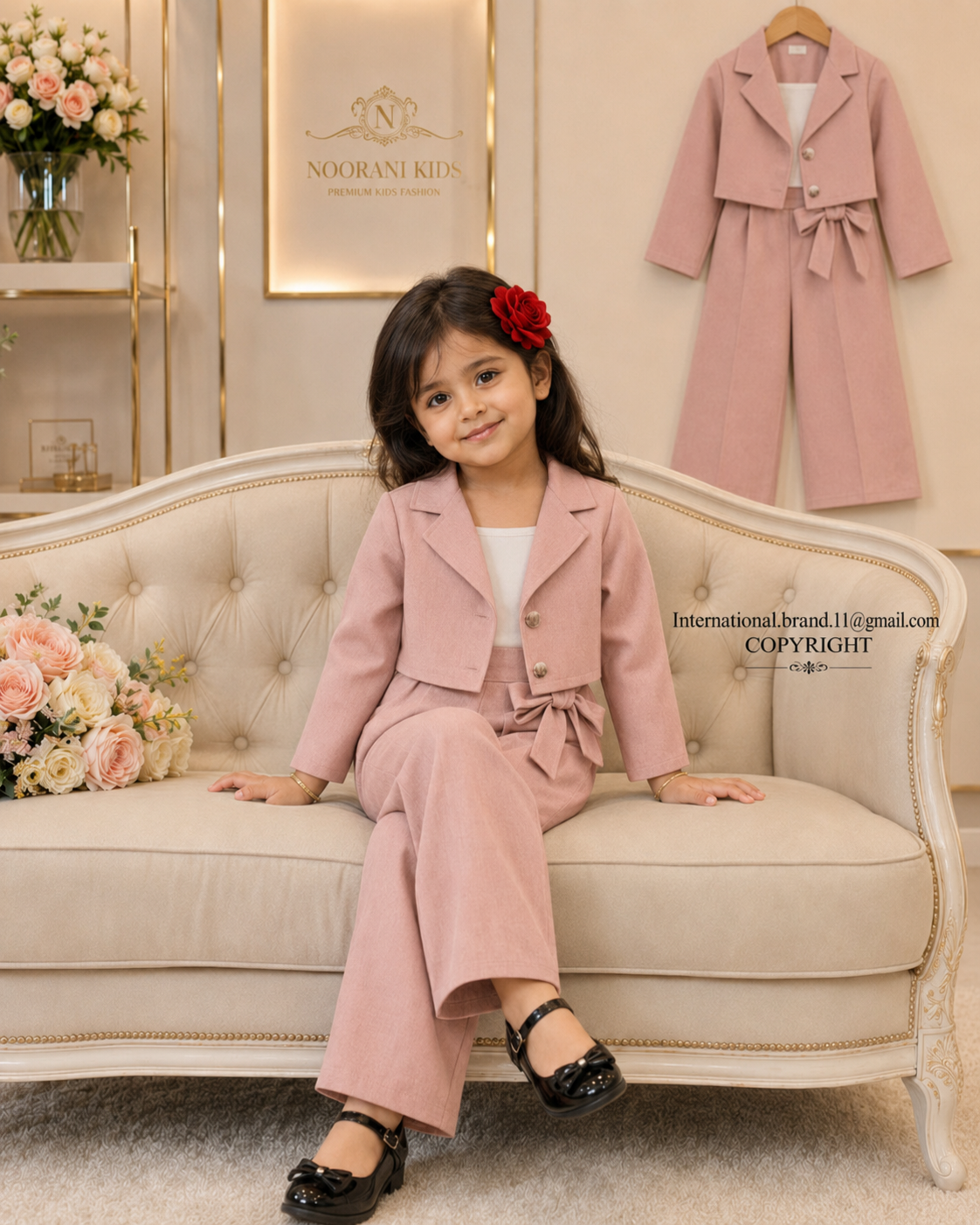 Camel Brown Blazer-Style Three-Piece Fashion Meets Comfort for Kids