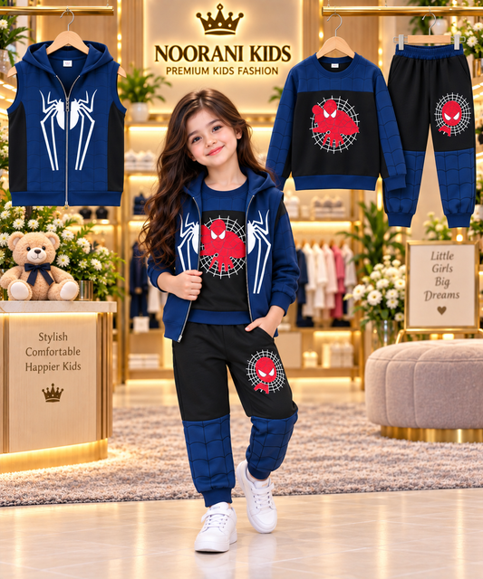 Trendy 3-Piece Printed Cotton-Rich Winter Suit for Kids