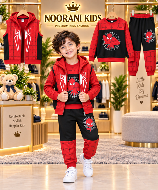 Trendy 3-Piece Printed Cotton-Rich Winter Suit for Kids