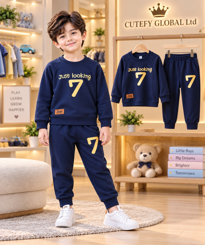 Trendy 2-Piece Printed Cotton-Rich Winter Suit for Kids